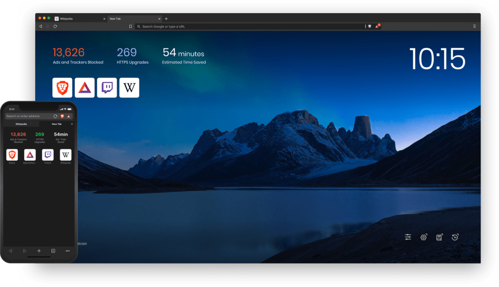 Aspecto e interfaz del navegador Brave, tanto para PC, como para móvil.