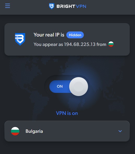 Bright VPN activada.