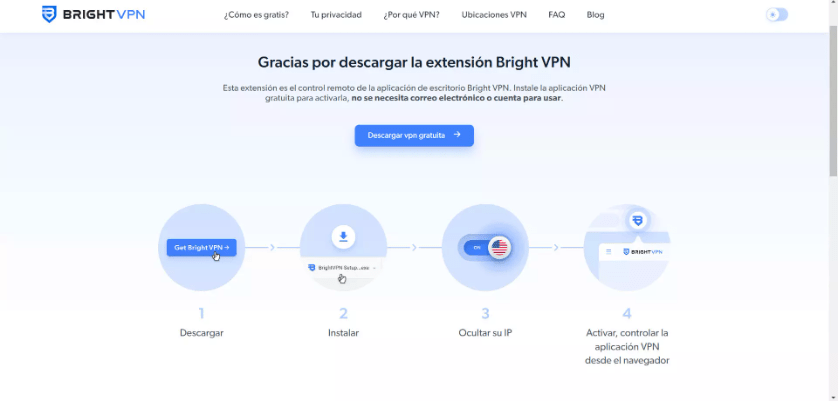 Interfaz de Bright VPN.