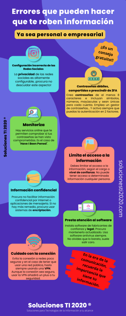 Infografía sobre como evitar el robo de información.