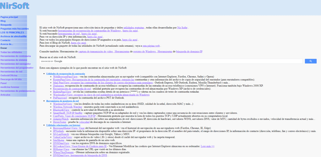 Web de NirSoft.