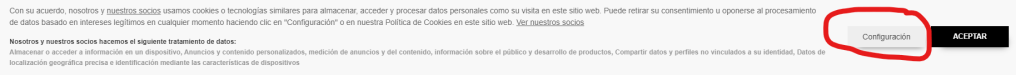 Configuración de las cookies que aceptamos al visitar un web.
