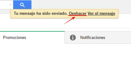 Mensaje que muestra Gmail, nada más enviarse un correo.