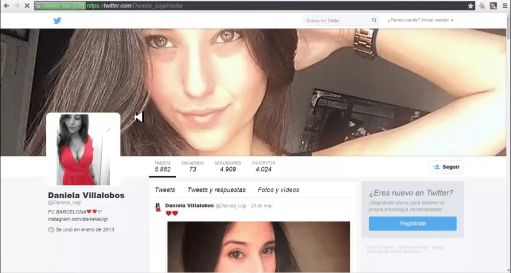 Muestra de un perfil gancho en Twitter.