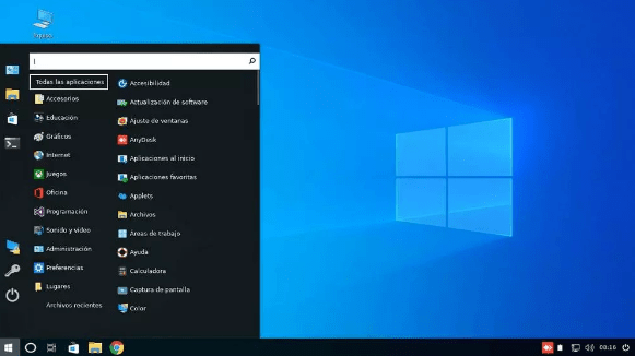 Interfaz gráfica que ofrece Linuxfx