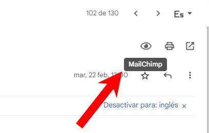 Ejemplo de un ratreador enviado mediante MailChimp.