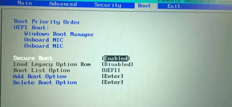 Captura ejemplo de la interfaz UEFI.