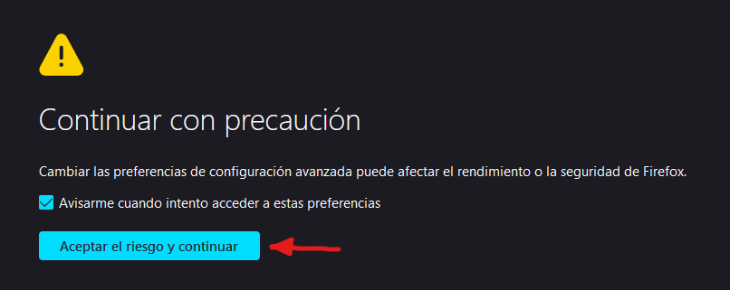 Precaución al cambiar preferencias de configuración avanzada.