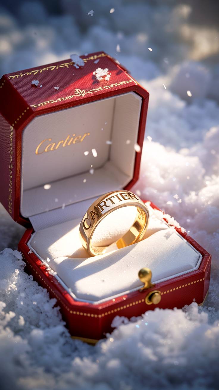 Luxury gold ring of Cartier.