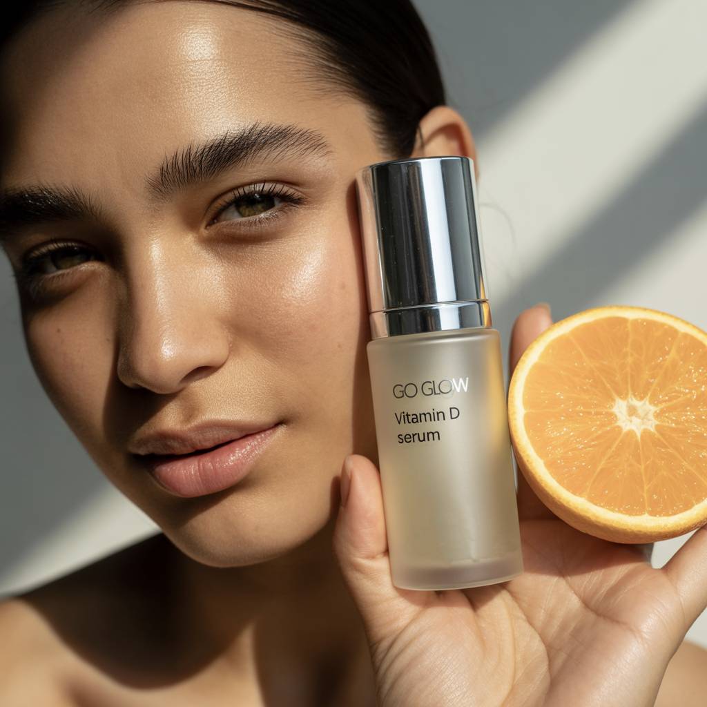 Modelo promo Go Glow serum vitamin C.