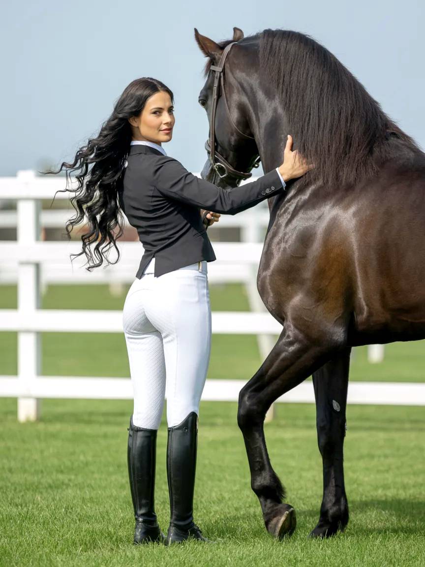Beauty model with her horse.