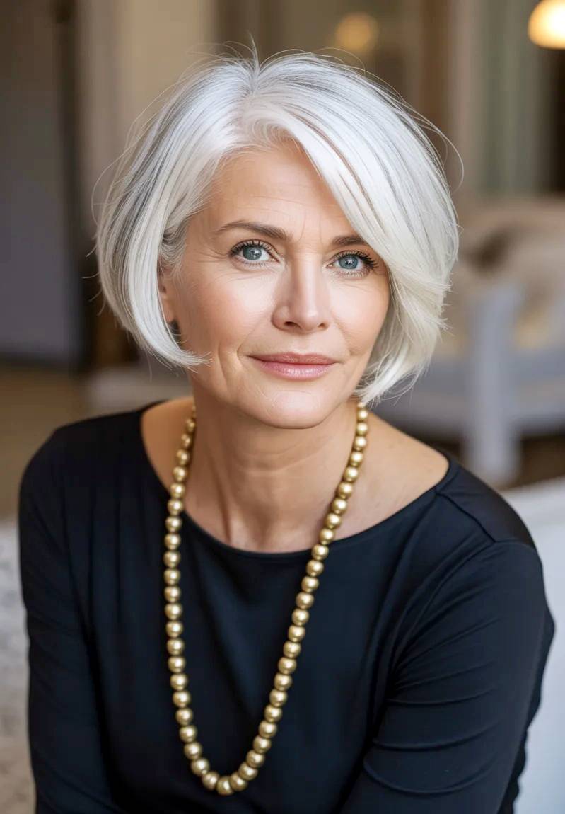 Elegant lady in the living room.