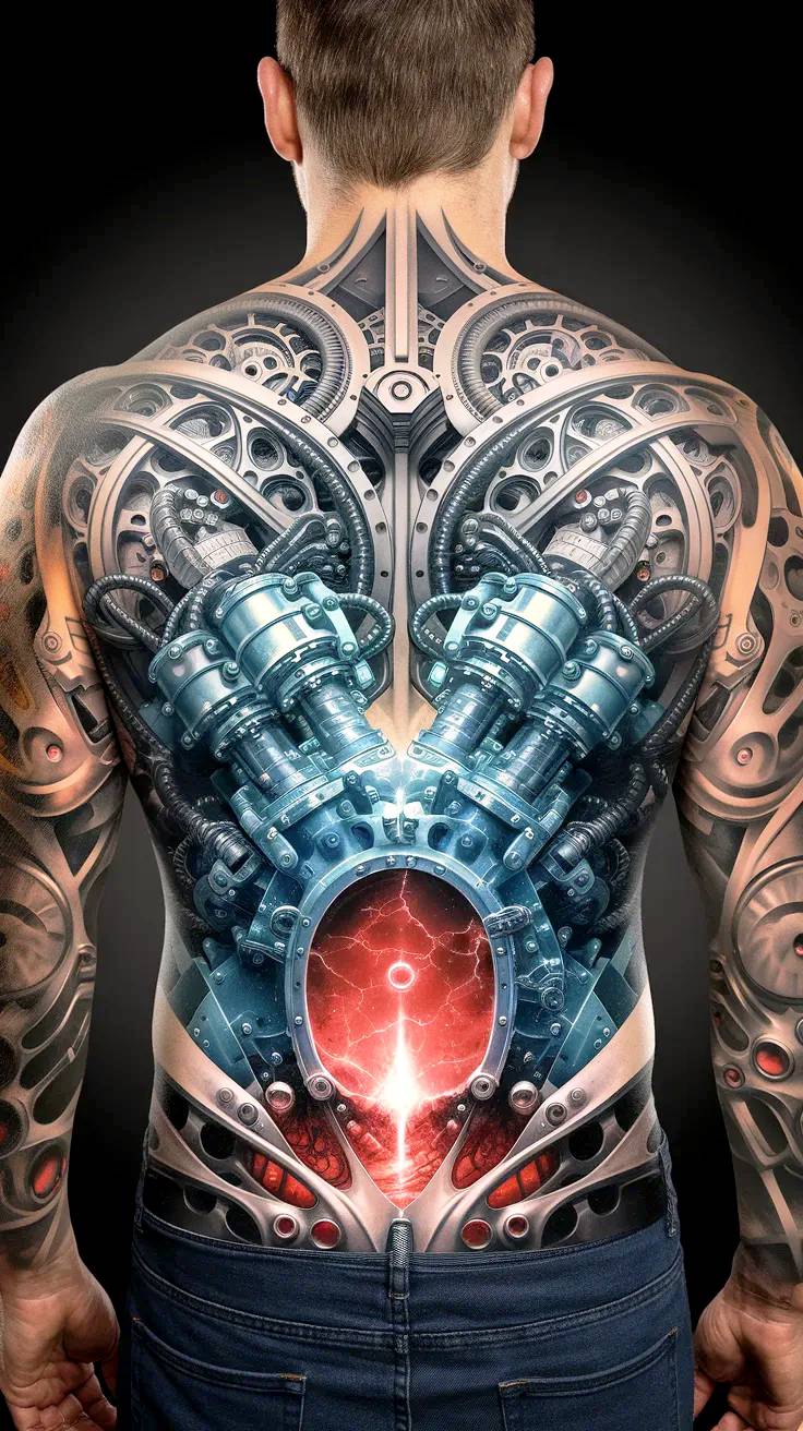 Man model with a tattoo on his back.