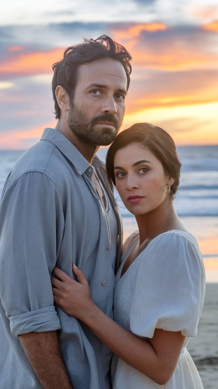 Young couple in the beach.