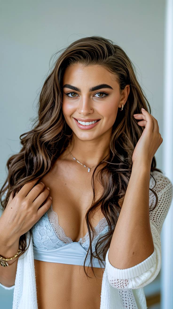 Young model in blue heaven lingerie.