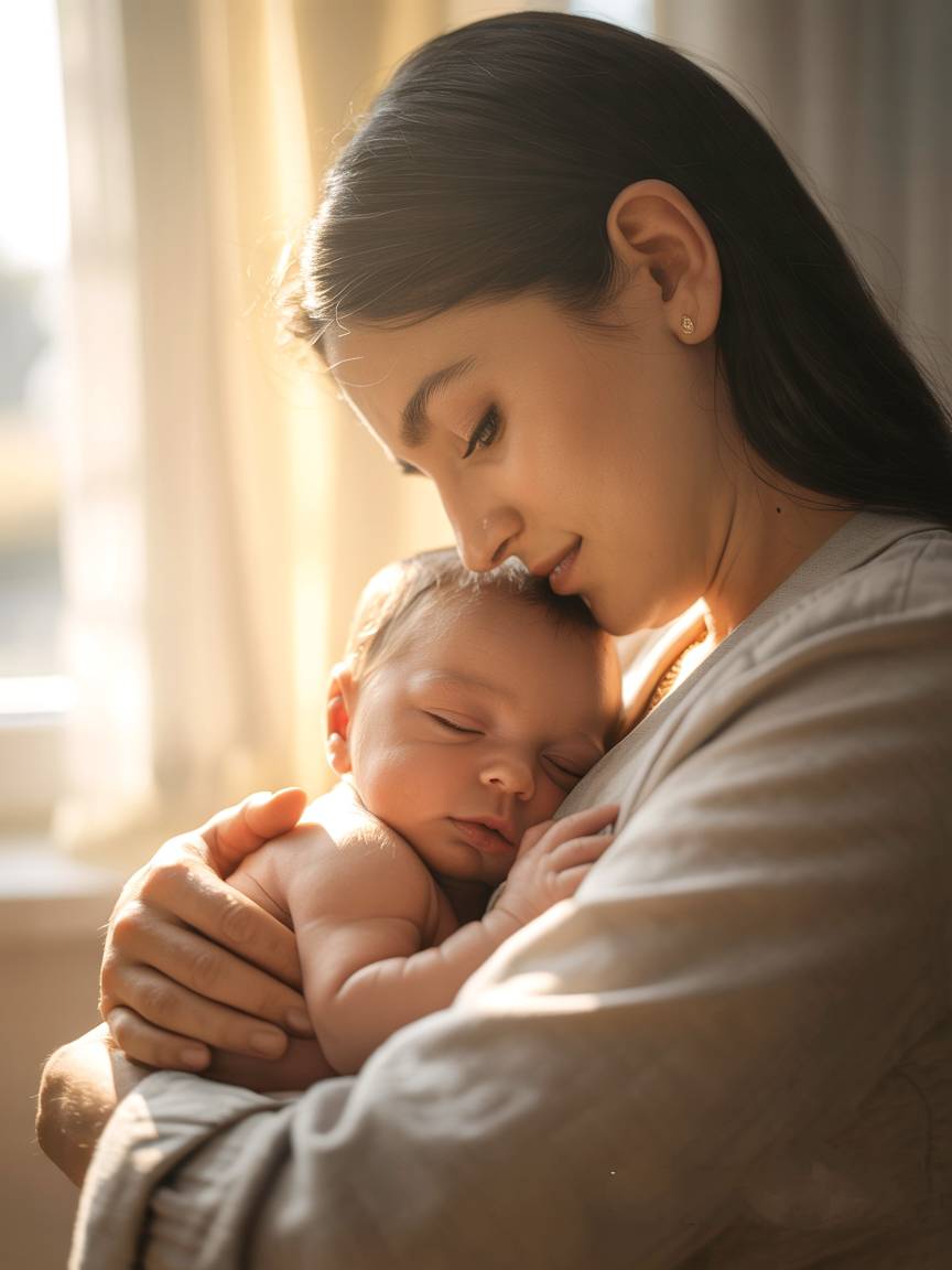 Young mother and baby.