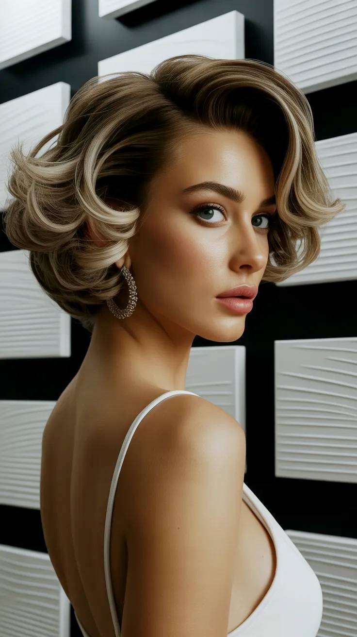 Attractive haidressing model posing sideways.