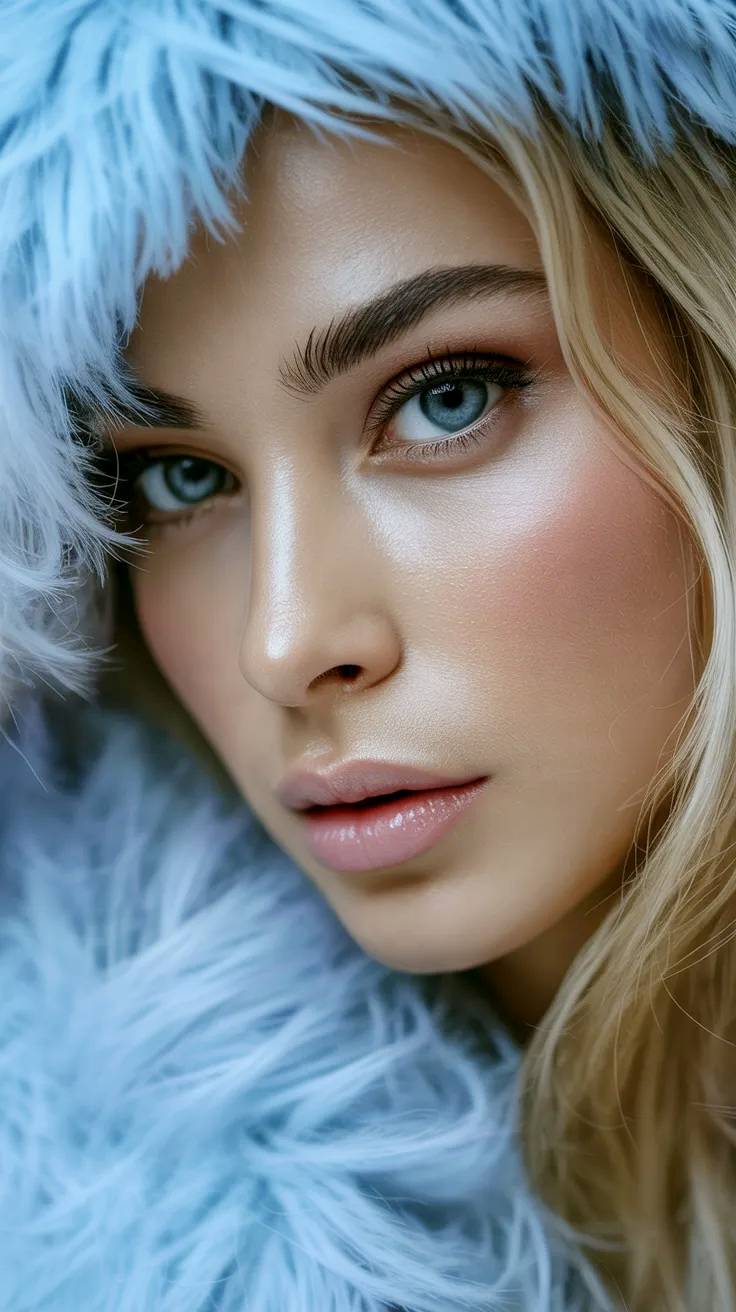 Blonde makeup model.