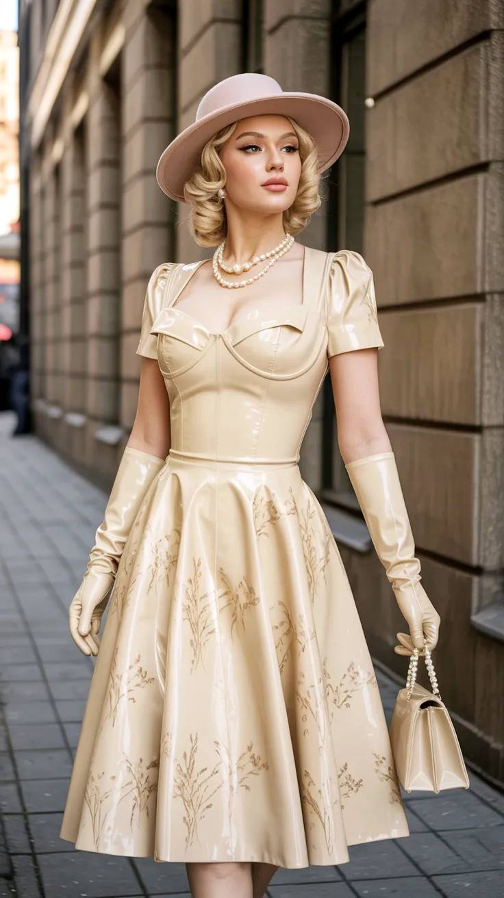 Elegant blonde model 50's.
