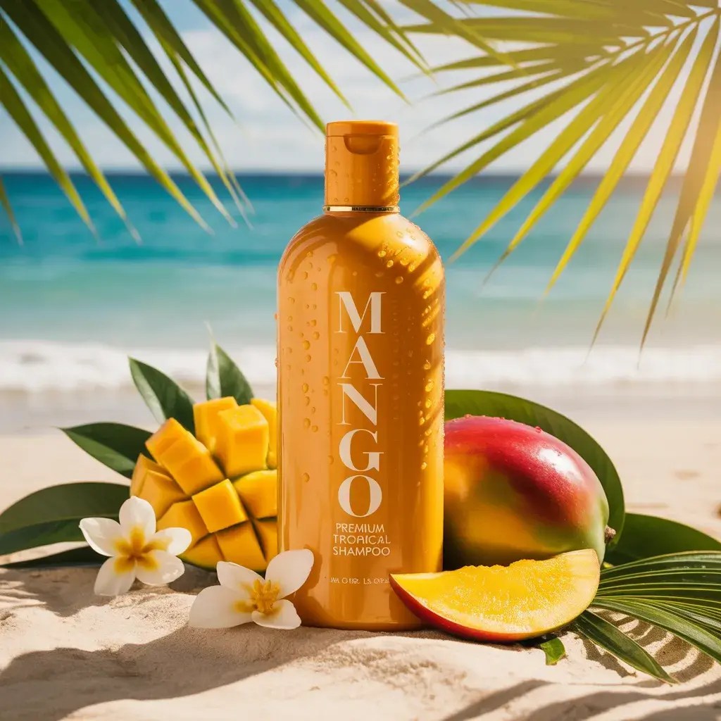 Mango Premium Tropical shampoo sample.