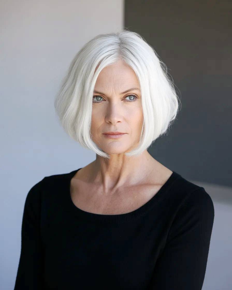 Mature woman hairdressing model.