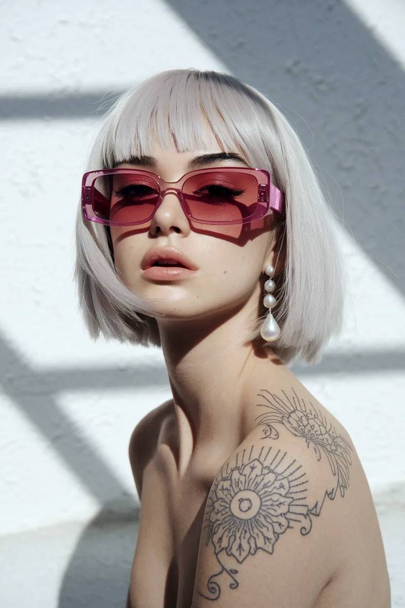 Modelo joven y rubia con tatoos.