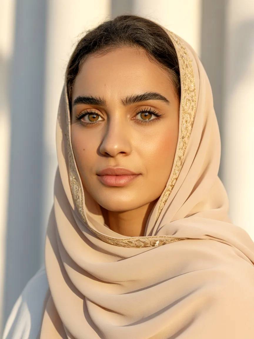 Mujer árabe con velo.