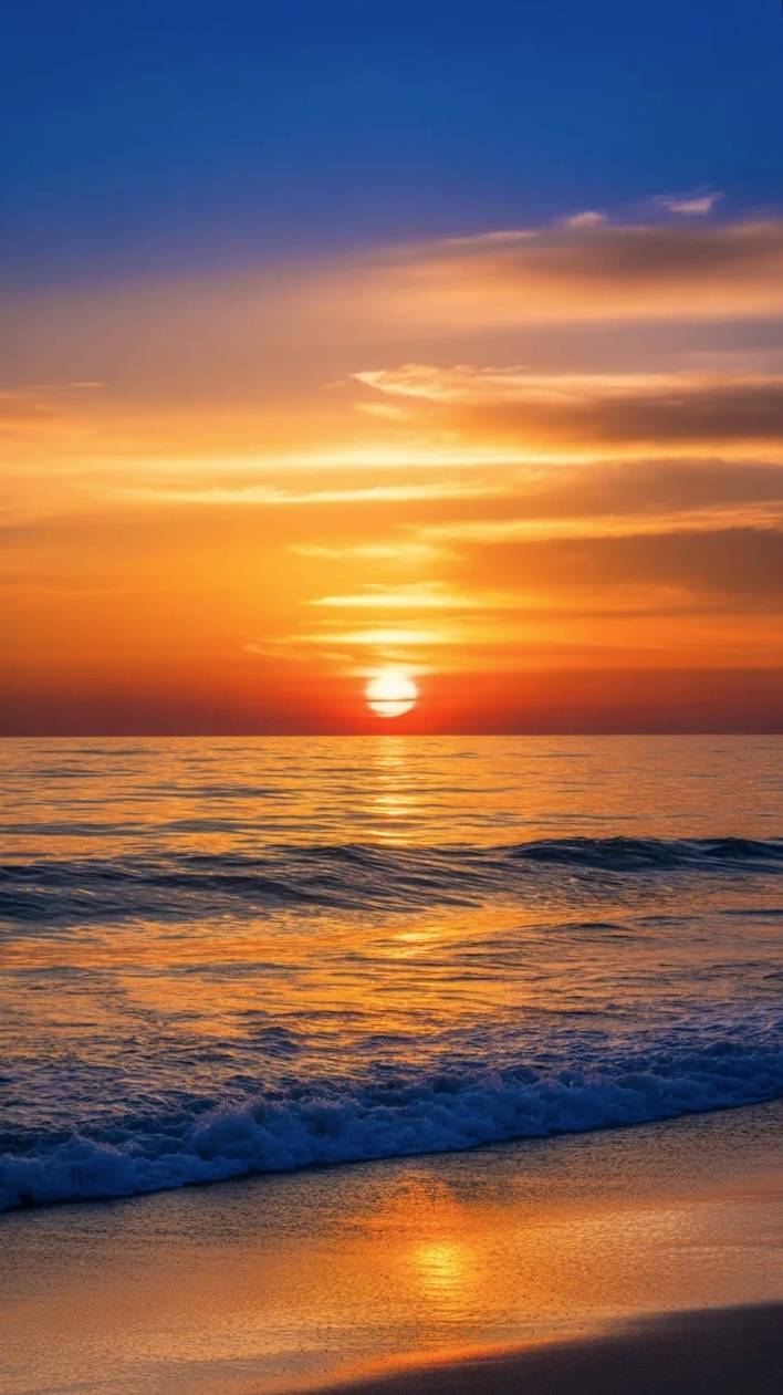 Atardecer en playa del Mar Mediterráneo.