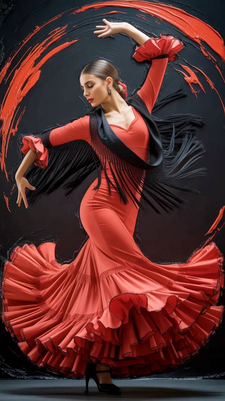Bailaora flamenca en movimiento.