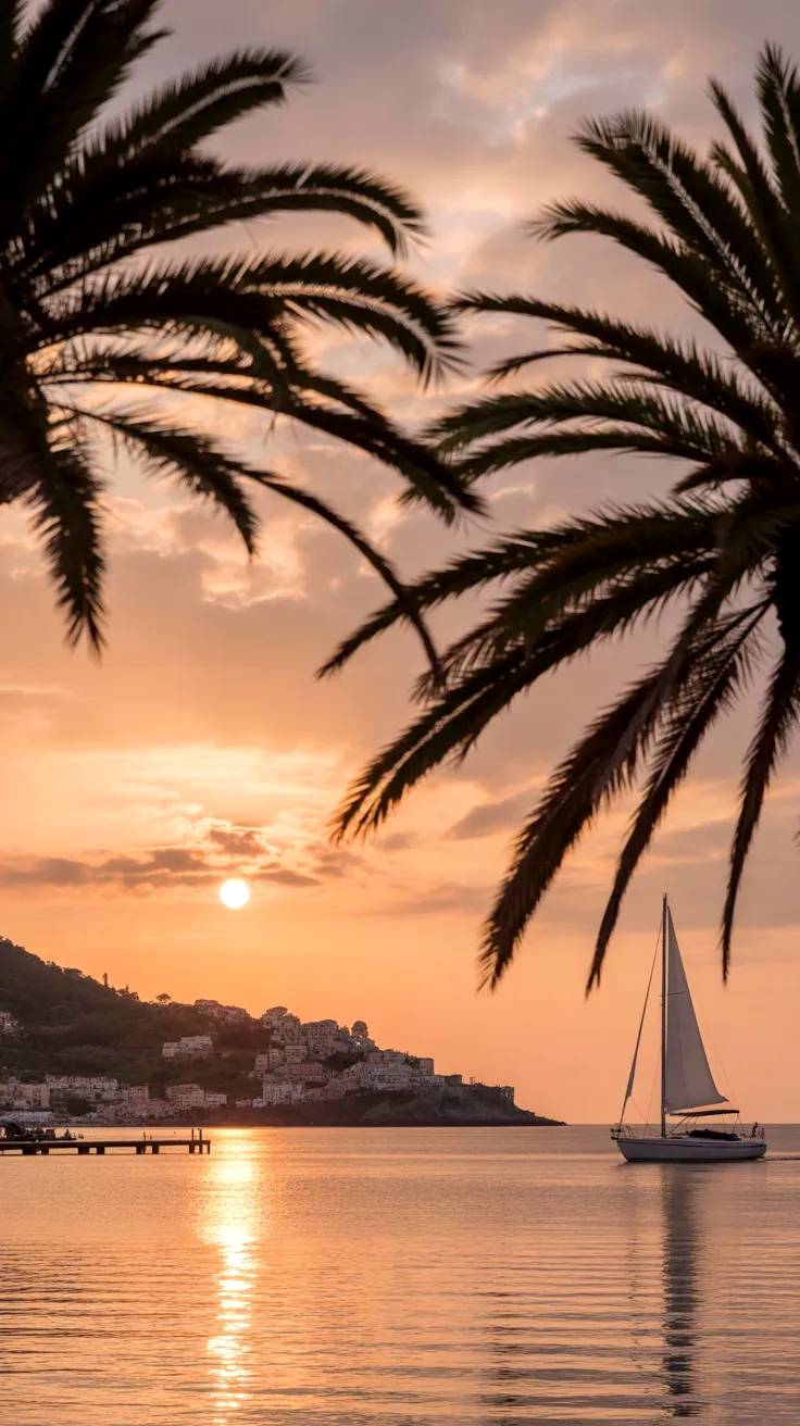 Bello atardecer en isla del Mediterráneo.