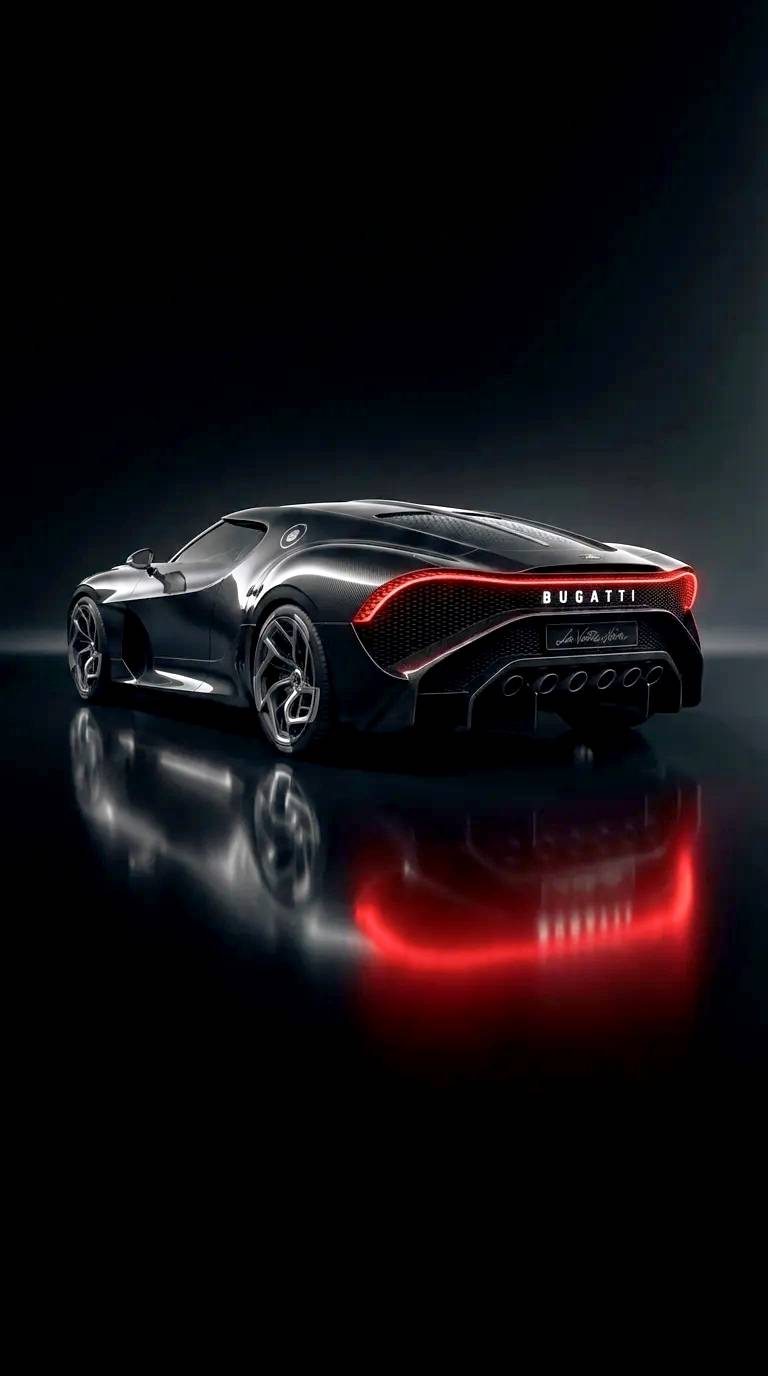 Bugatti negro de alta gama en estudio.