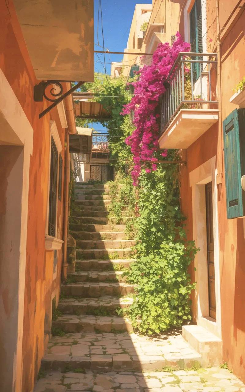 Callejuela de pueblo mediterráneo.