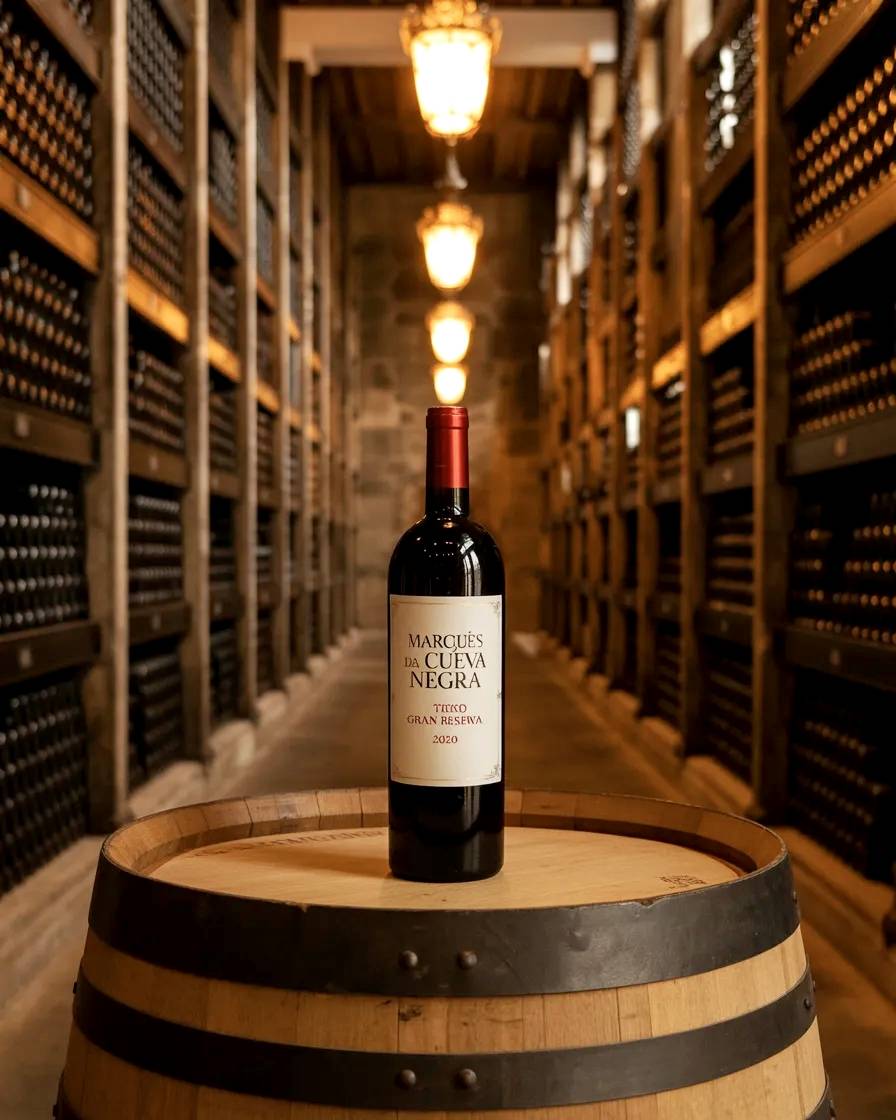 Botella de Marqués de la Cueva Negra en bodega.