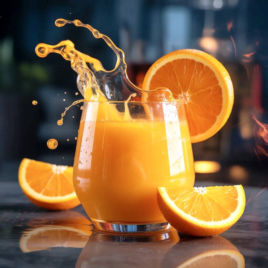 Imagen cinemática de zumo de naranja