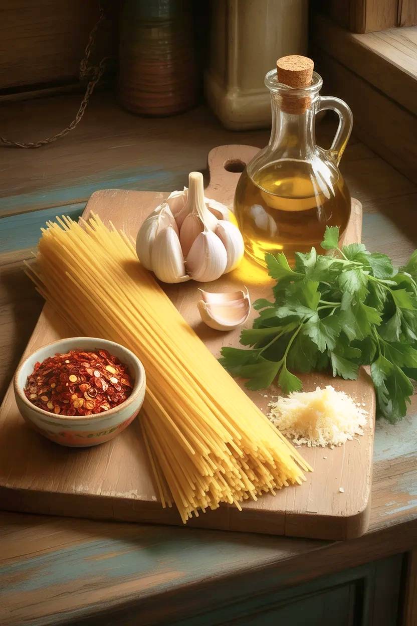 Ingredientes para plato de spaguetti.