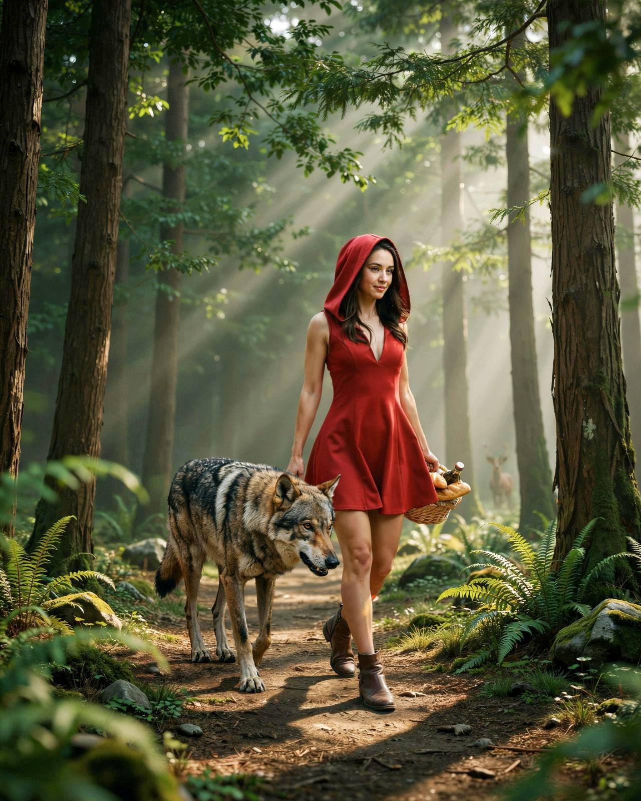 Caperucita roja y el lobo.